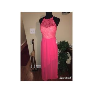 Salmon Halter Sequin Gown
